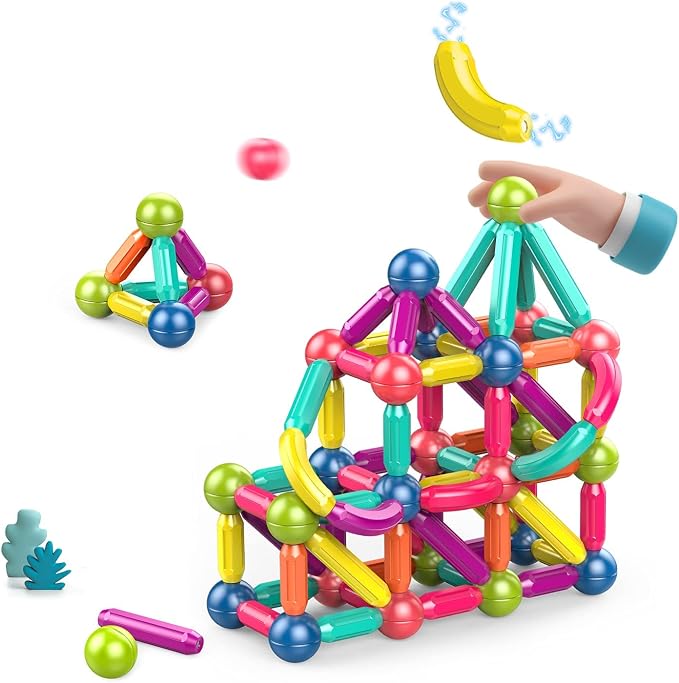 Ferthor Fun Learning Boys Girls Toys Age 4-5,Magnetic Blocks Magnet Toys for Toddlers 1-3,Magnetic Balls and Rods Set Educational Magnet Building Blocks,Kids Toys for 3+ Year Old Gifts(25pcs)