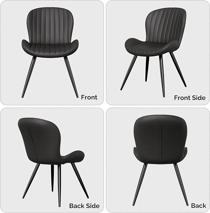 Nalupatio Dining Chairs Set of 4, Modern Dining Room Chairs Comfy Backrest Thick Upholstered Kitchen Chairs 19IN Height with Metal Legs Black