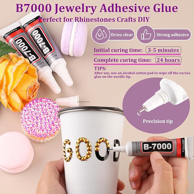 25000Pcs Resin Rhinestones for Crafting, Mine Gold 2-6mm Mixed Sizes Non Hotfix Flatback Gems with 1Pcs Glue, Bedazzling Crystal for DIY Craft Clothing Mugs Tumblers Shoes Fabric Decor Nail Art