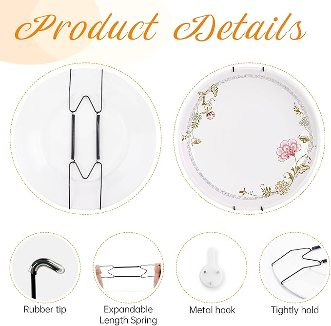 Bilillo Plate Hangers for The Wall, Suitable for 6''-8'' Decorative Plate,Invisible Heavy Duty Wire Plate Holder with Wall Hooks, Plate Hangers for Displaying Plates, Platter, Dish (Black)