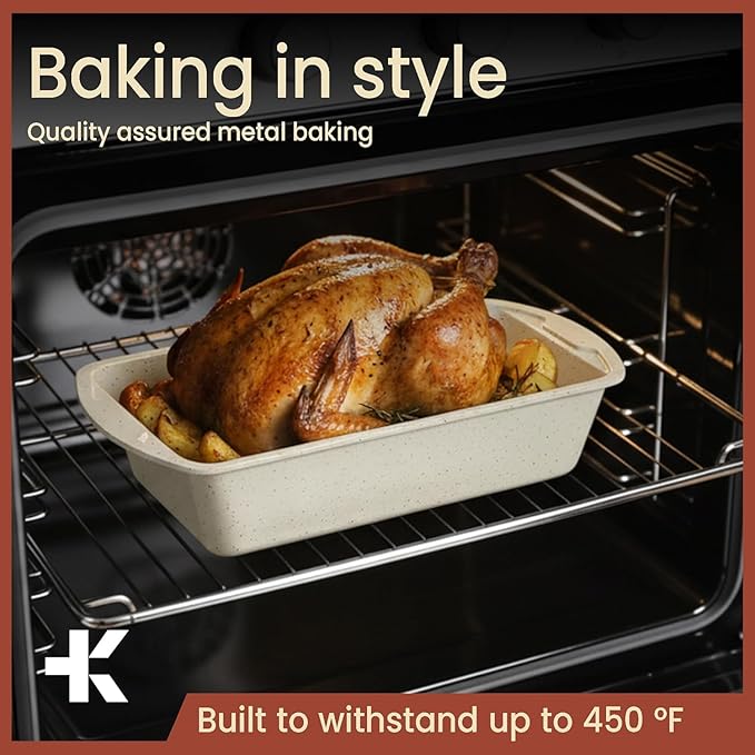 Nonstick Loaf Pan Set Pack of 1, Carbon Steel 11" Large Baking Bread Pan, Oven Safe Up to 450°F, PFOA, PFOS, PTFE Free, Space Saving Stackable Design, Stain Resistant, Dishwasher Friendly,White Marble