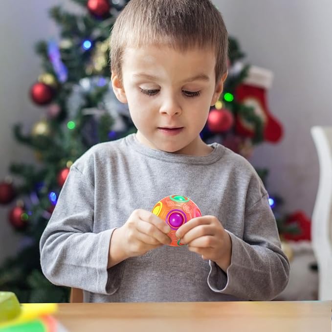 Vdealen Magic Rainbow Puzzle Ball, Fidget Ball Puzzle Brain Teaser Fidget Toy for Boys & Girls- Birthday Party Easter Valentines Christmas Stocking Stuffers for Kids Teen & Adults(Pink)