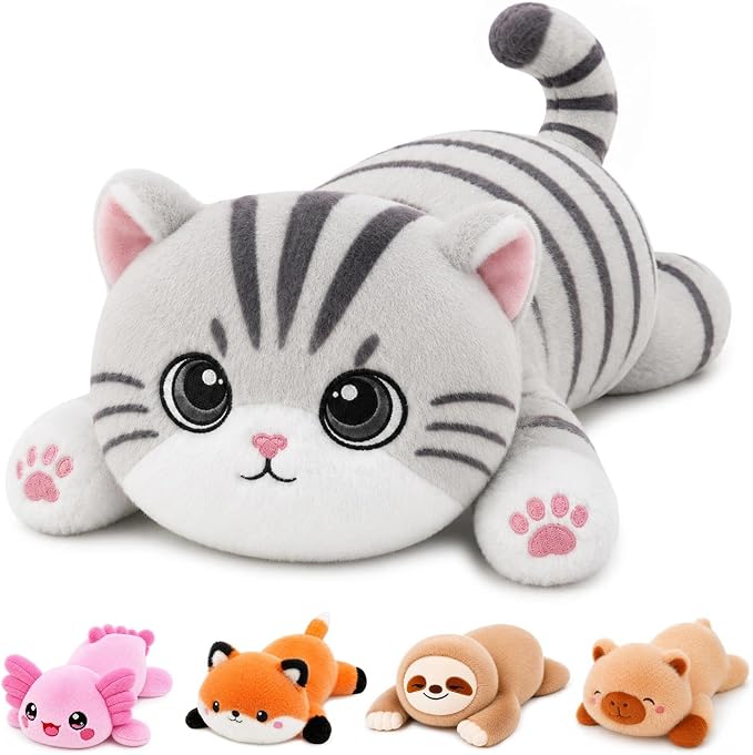 Tabby Cat Weighted Stuffed Animal, Soft Plush Toy Gift(10.6 Inch, 0.7 Lbs)