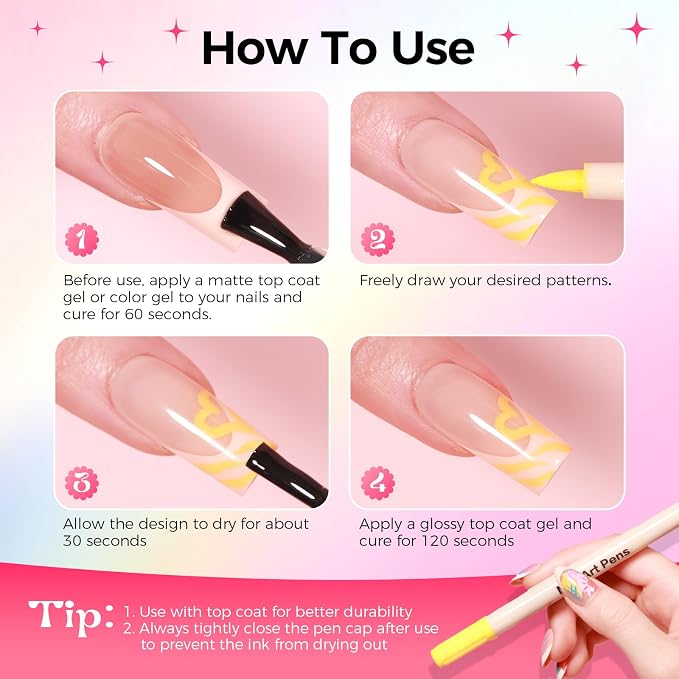 18 Colors Nail Art Pens Set, 3D Nail Polish Pens Quick-Drying Acrylic Paint Markers, Dotting Liner Brush for DIY Nail Design, Home & Salon Manicure Tools