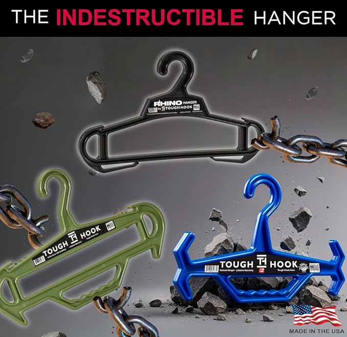 Tough Hook Original Heavy Duty Hangers – The Superhero of Hangers USA-Made, Anti-Slip ABS Resin Tactical Hanger for Police Gear, Scuba Gear & Dive BCD – DuraResin 200-lb Cap Wetsuit Hanger, 1 Foliage