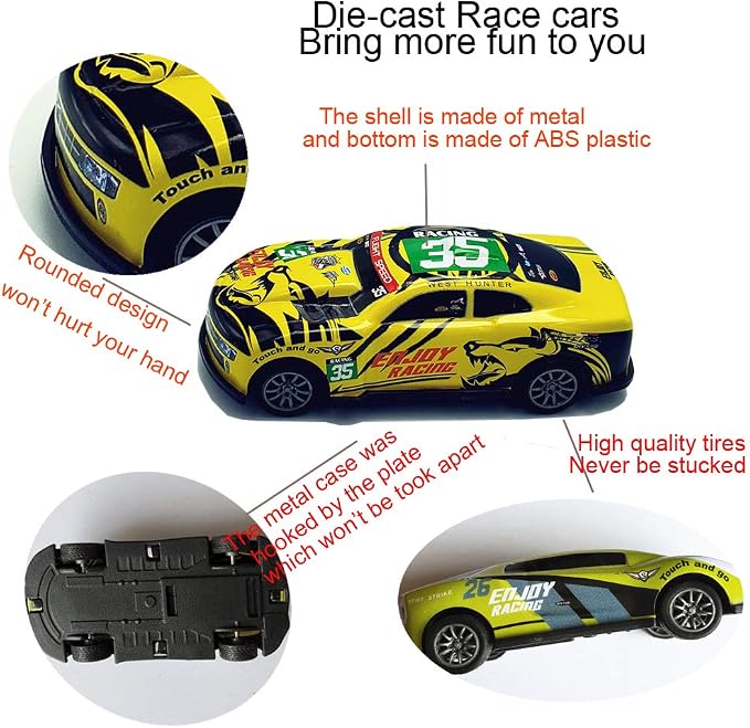 Pull Back Racing Cars Die cast Race Car Vehicles,3 Inch Metal Friction Powered Car Toys for Toddlers, Set of 5 (Racing Cars)