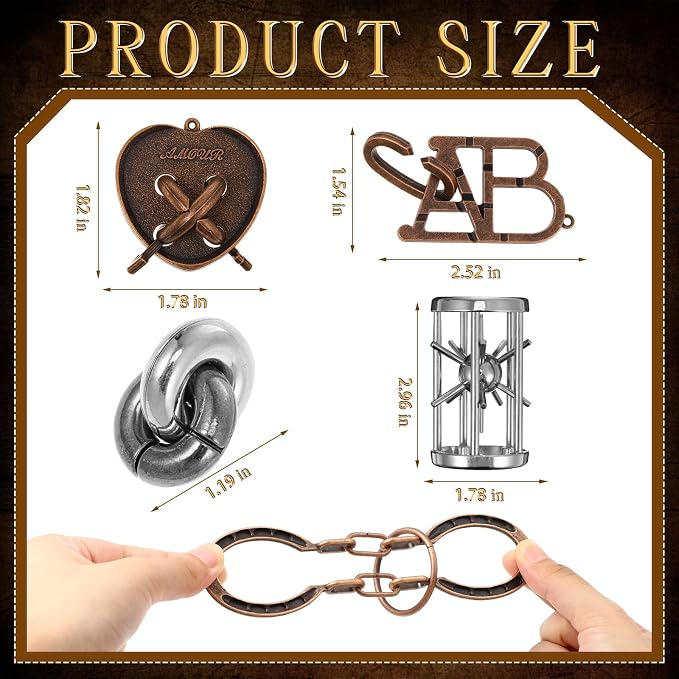 48 Pcs 3D Metal Puzzles Difficult Metal Brain Assortment for Adults Highly Hard Brain Iq Logic Test Disentanglement for Mind Challenge(Classic Style)