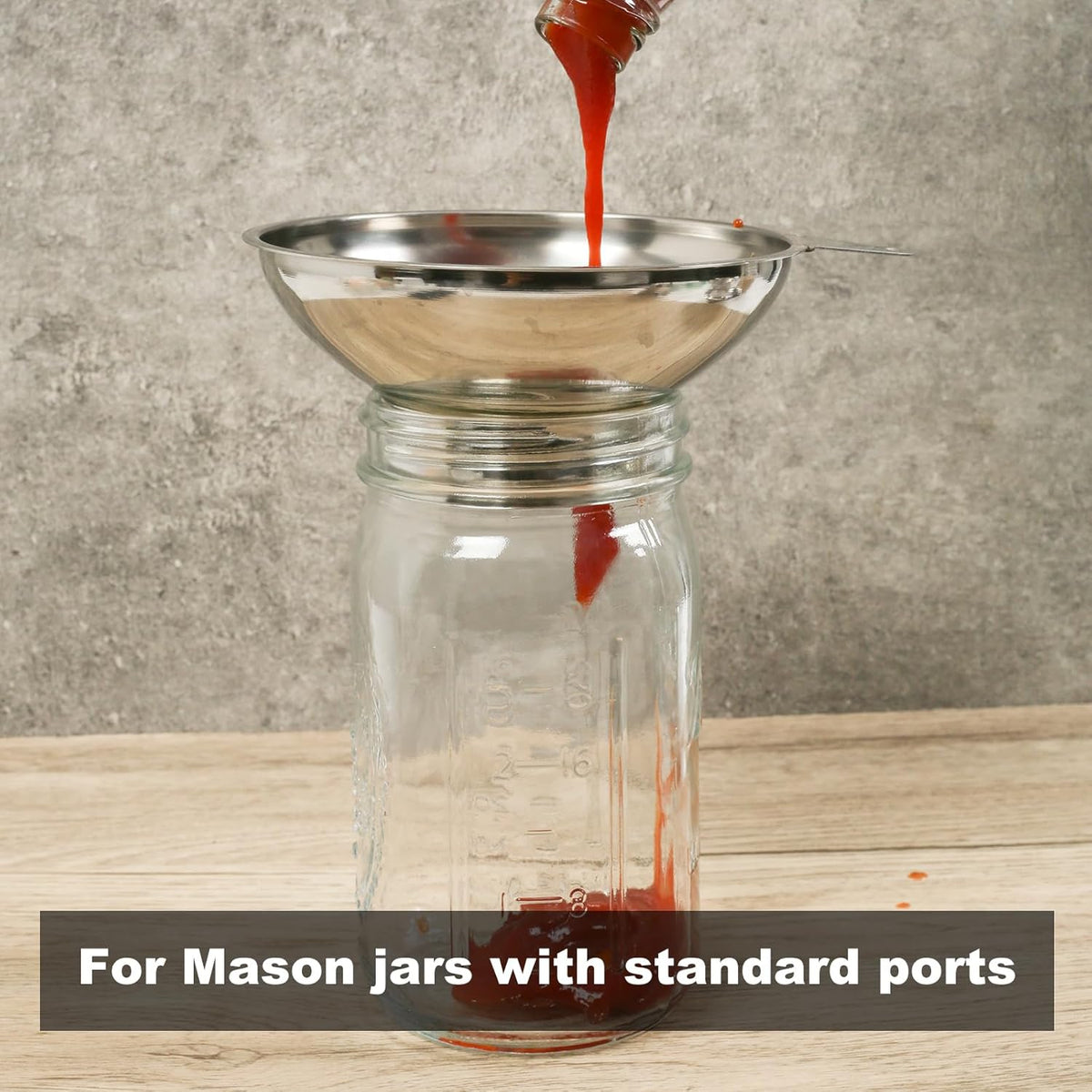 Canning Funnel with Stainless Steel Filter for Regular Mouth Mason Jars - Stainless Steel Funnel for Kitchen Filling, Canning Funnel (for use with Regular Mouth Mason Jars)