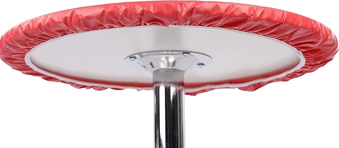 Yourtablecloth Heavy Duty Vinyl Round Fitted Tablecloth (Table Cover) with Flannel Backing Vibrant Colors Elasticized Tablecloth Great for Indoor and Outdoor Dining and Playing Cards 60" Sand