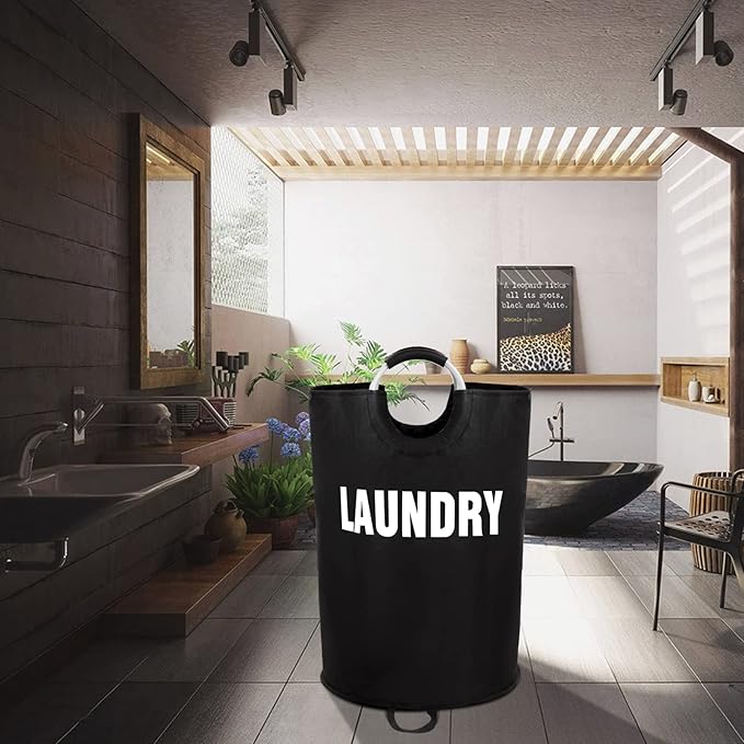 160L XX-Large Laundry Basket, Freestanding Tall Clothes Hamper, Collapsible Laundry Bag, Black