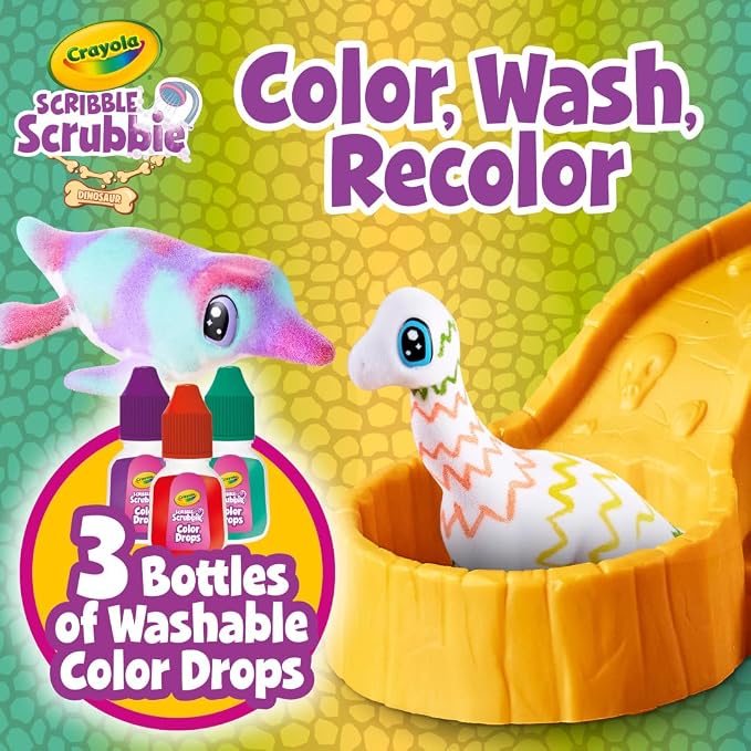 Crayola Scribble Scrubbie Pets Dinosaur Waterslide, Dinosaur Toys for Kids, Pet Grooming Toy, Gifts for Boys & Girls, Ages 3+