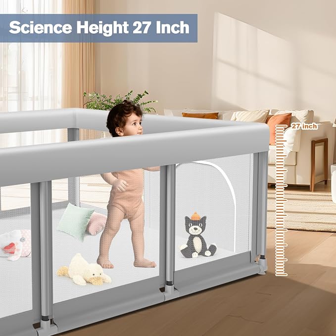 Large Baby Playpen for Babies and Toddlers, Playpen 74×50, Large Baby Play Yards Indoor & Outdoor, Sturdy Safety Baby Play Pen with Soft Breathable Mesh, Toddlers Activity Center with Anti-Slip Base