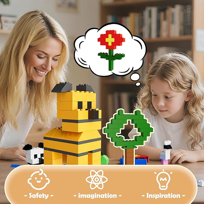 500 Piece Classic Building Bricks and 1 Green Baseplate, Compatible with Lego and Other Major Brands, Mixed Bricks Bulk Creative Building Toys, Blocks Bulk for Kids Ages 6+ (Girls' Color)