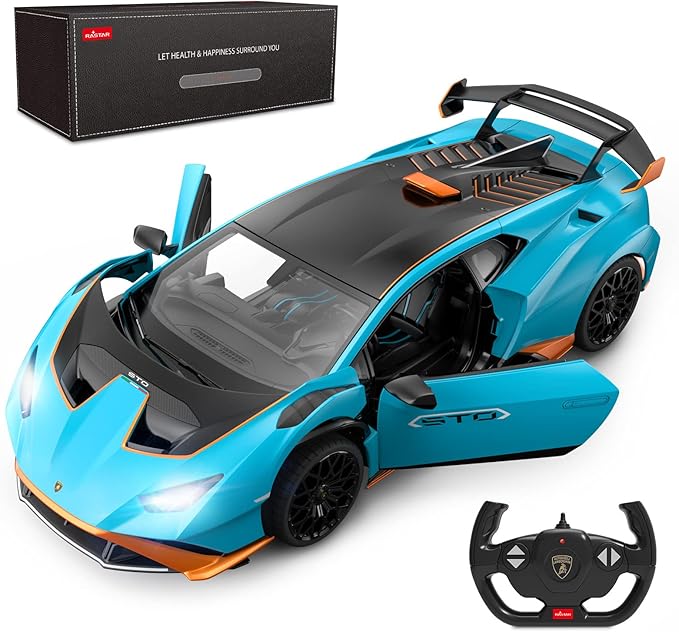 RASTAR Lamborghini RC Car 1/14 Lamborghini Huracán STO Model Car 2.4Ghz Blue Remote Control Toy Car for Boys