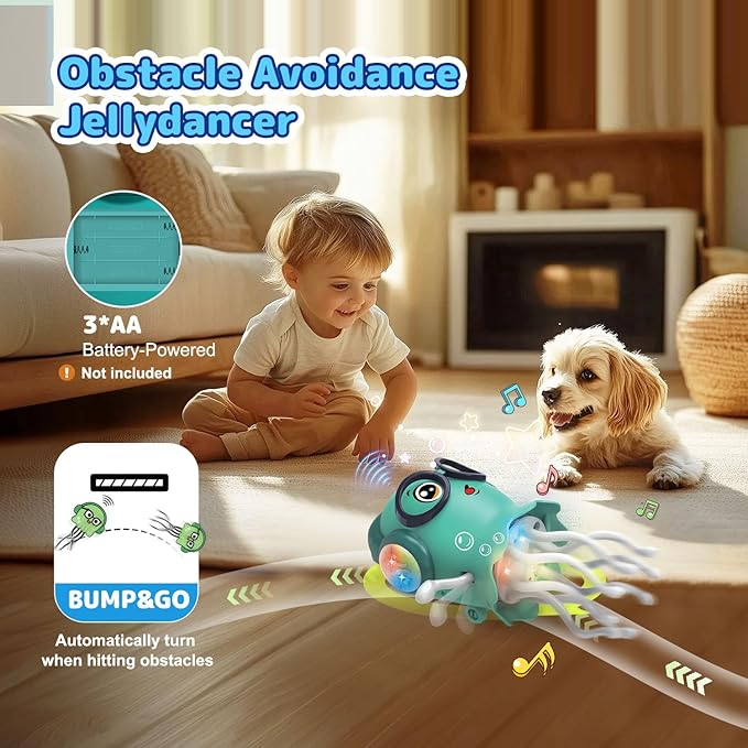 Dancing Jellydancer Baby Toy, Crawling Infant Tummy Time Toy,Dancing Loud Music Crawling Walking Toys for 3 4 5 6 7 8 Year Old Kids Boy Girl Birthday Gifts, Interactive Relax Fidget Gifts