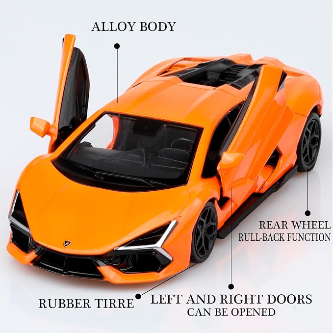 TOKAXI 1/36 Scale Lamborghini Revuelto Diecast Cars Models,Pull Back Vehicles Lamborghini Toy Cars,Cars Gifts for Boys Girls Orange