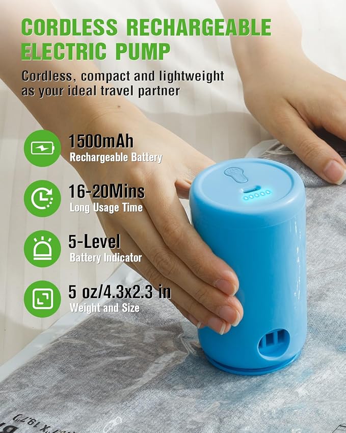 Vacuum Storage Bags for Travel, 16 Pack (4L+4M+4S+4XS) Vacuum Seal Bags with Wireless Rechargeable Electric Pump, Travel Essentials Space Saving Bag for Clothes, Luggage, Carry-on Suitcase, Backpack
