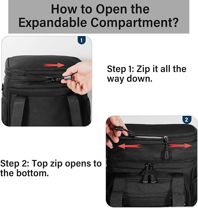 Expandable Tactical Lunch Box, XLarge Insulated Lunch Cooler Bag Heavy Duty Leakproof Lunch Pail for Men Adults Work Office Outdoor Picnic Trips,25L,Black