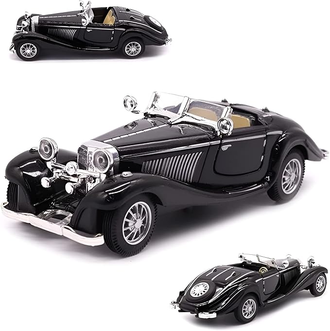 1:28 Scale Pullback Diecast Metal Antique Classic Model Cars Collectible Toy Gifts (Black,Length 6.5in/16.8cm)