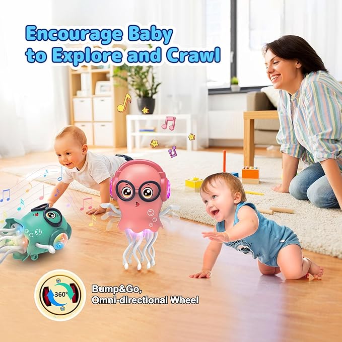 Dancing Jellydancer Baby Toy, Crawling Infant Tummy Time Toy,Dancing Loud Music Crawling Walking Toys for 3 4 5 6 7 8 Year Old Kids Boy Girl Birthday Gifts, Interactive Relax Fidget Gifts