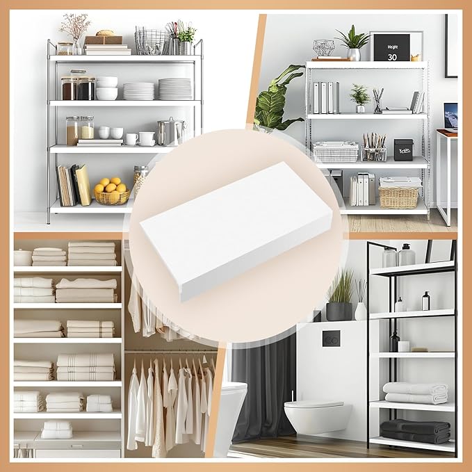 5 Pcs Wire Rack Covers 40x16x3 inch PVC Pantry Shelf Cover 0.31 inch Thick Removable Closet Wire Rack Shelf Covers,Decoration Kitchen Bathroom Office Shelving (Light luxury white,40x16x3 inch)