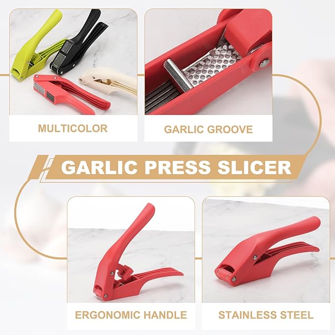 uxcell 2pcs Garlic Press, 7.5 Inch Stainless Steel Garlic Slicer Crusher Tool Kitchen Utensil for Home Cooks and Professional Chefs, Black