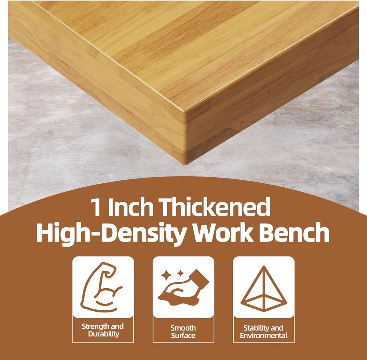 48' Adjustable Workbench, Solid Wood Work Bench Table , Rolling Workbench Large Load Capacity Garage Workbench for Workshop,Office,Home