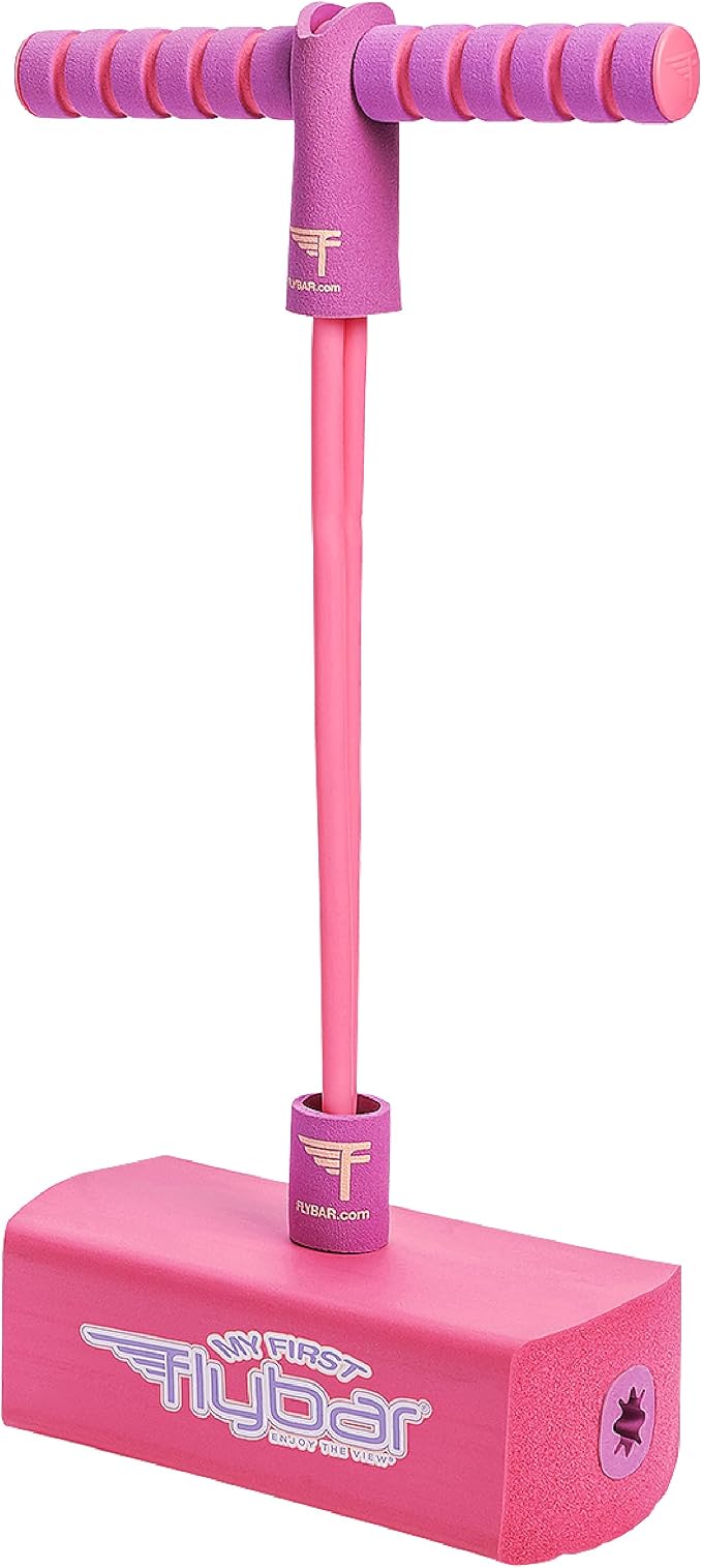 Flybar My First Foam Pogo Jumper for Kids Fun and Safe Pogo Stick for Toddlers, Durable Foam and Bungee Jumper for Ages 3 and up, Supports up to 250lbs (Pink)