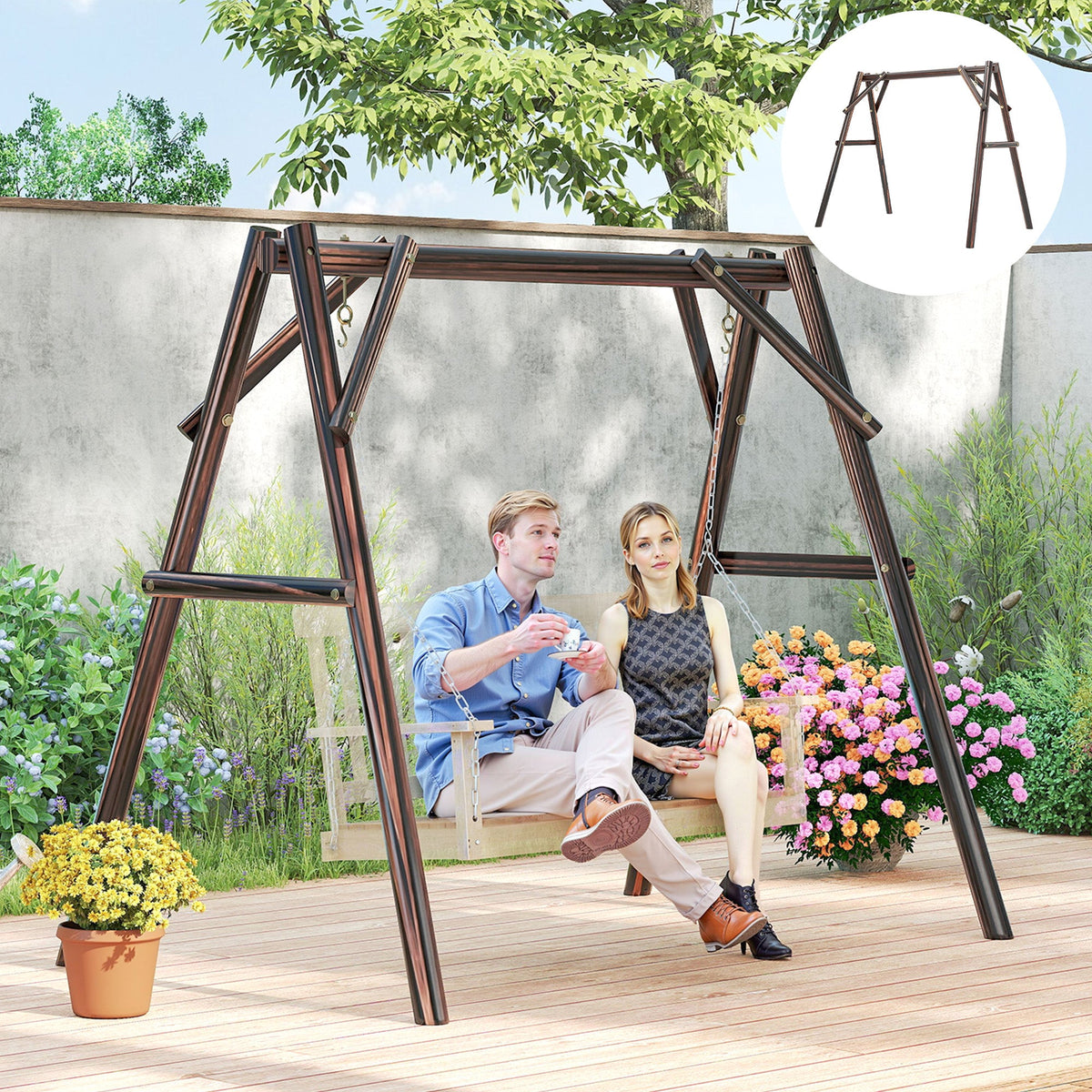 660 lbs Porch Swing Frame, A-Frame Hanging Chair Stand Only for DIY Painting, Swing Chair Stand for Backyard, Patio