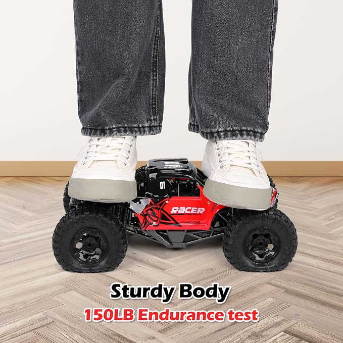 RC Trucks 4x4 Offroad Waterproof - 1:12 Scale Large Amphibious Remote Control Car, Dual Motors Crawler Vehicle, Monster Truck Toys with 2 Rechargeable Batteries, Best Gift for Kids Adults