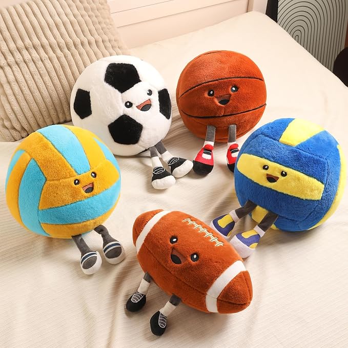 Funny Volleyball Plush with Legs – Cute Stuffed Animal Toy for Boys Girls, Volleyball Throw Pillow Gift for Room Decor, Couch or Bed Volleyball Theme Gifts (Dark Blue Volleyball Pillow 11 Inch)