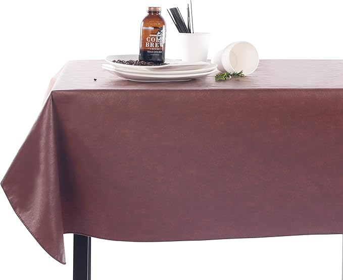 Yourtablecloth Heavy Duty Vinyl Rectangle or Square Tablecloth – 6 Gauge Heavy Duty Tablecloth – Flannel Backed – Wipeable Tablecloth with Vivid Colors & Many Sizes 52 x 70 Gray