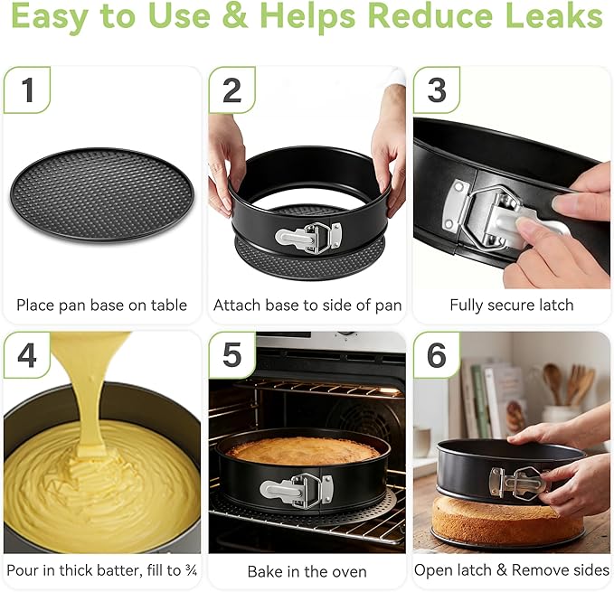 USLAI Springform Pan, 4+7+9 Inch Nonstick Cheesecake Pan with Removable Bottom, Easy to Clean, Ideal for Baking Cakes, Pies and Quiches - Set of 3