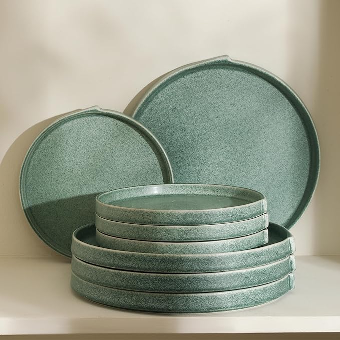 Stone Lain Bao 4-Piece Salad Plate Set Stoneware, Green