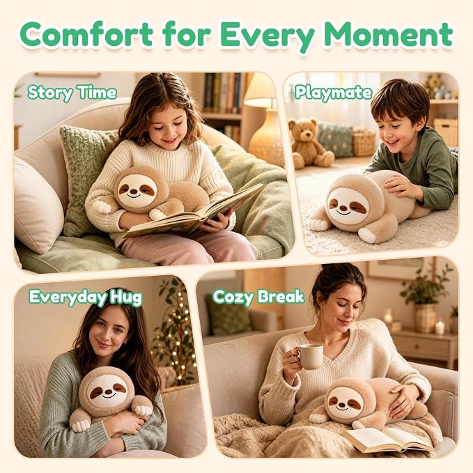 Sloth Weighted Stuffed Animal, Soft Plush Toy Gift (10.6 Inch, 0.7 Lbs)