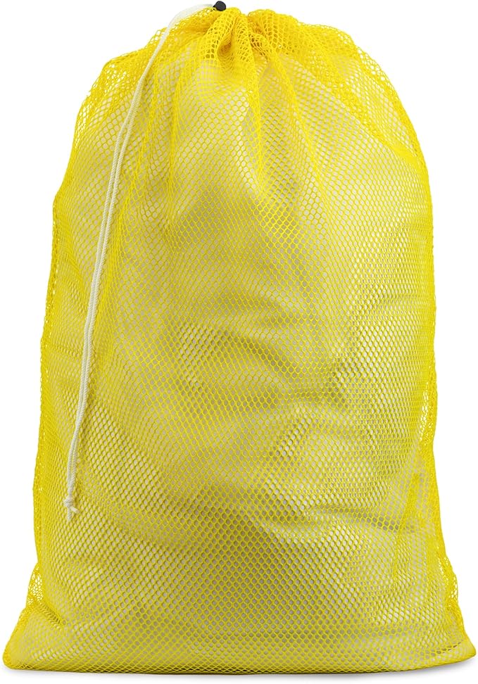 Handy Laundry Mesh XL Laundry Bag - Durable, Machine Washable with Secure Drawstring Closure - Perfect for College Dorms, Laundromats, Apartments (Yellow, Large 24" x 36")