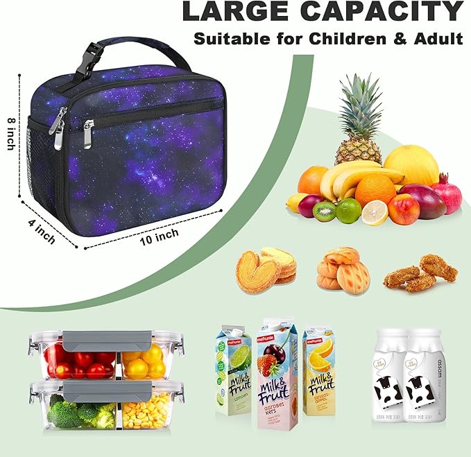 Kids Lunch Box for Boys Girls Lunch Bag Insulated Durable Lunchbox Children Lunch Tote Bag for School Star