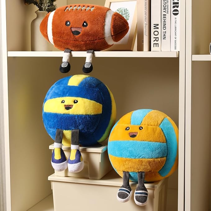 Funny Volleyball Plush with Legs – Cute Stuffed Animal Toy for Boys Girls, Volleyball Throw Pillow Gift for Room Decor, Couch or Bed Volleyball Theme Gifts (Dark Blue Volleyball Pillow 11 Inch)