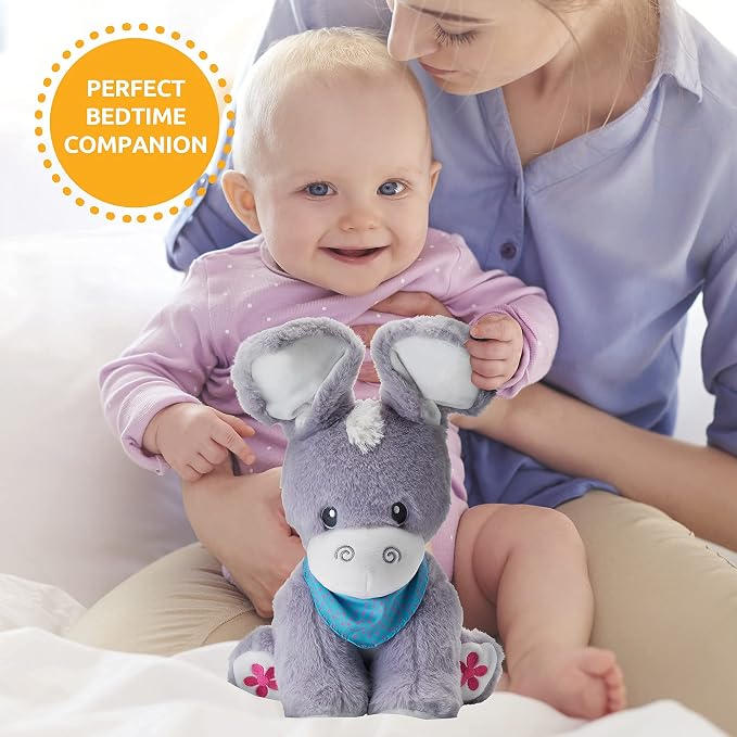 KiddoLab Peek-A-Boo Donkey: Soft Stuffed Animal Toy for Infants 6-18 Months with Moving Ears, Songs, Tunes & Lullabies