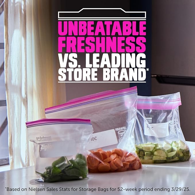 Ziploc Gallon Food Storage Bags, Stay Open Design with Stand-Up Bottom, Easy to Fill, 162 Count (Packaging May Vary)