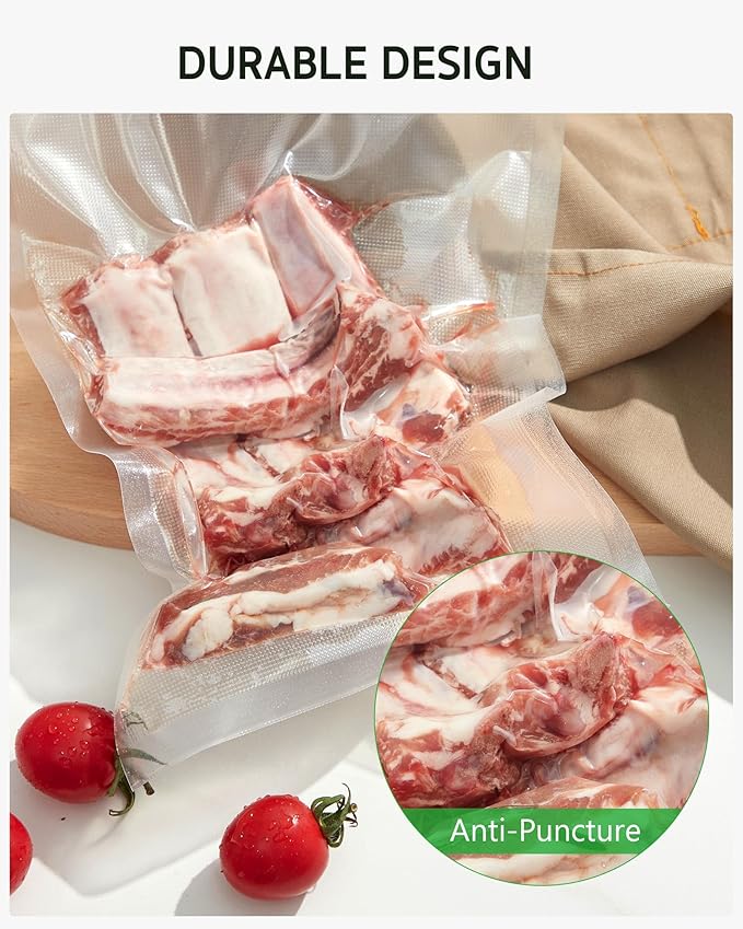 Syntus Vacuum Sealer Bags for Food, 300 Quart 8" x 12" and Pint 6" x 10" Commercial Grade PreCut Bag, BPA Free Food Vac Bags for Storage, Meal Prep or Sous Vide