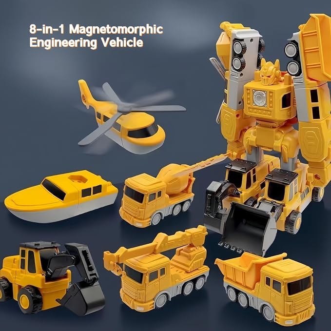 Magnetic Transform Engineering Car Assembled Toys with Storage Box, Magnetic Cars and Trucks for Kids, Magnetic Blocks for Toddlers,Outdoor Activities for Kids Ages 3-5 4-8