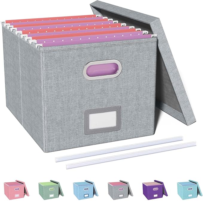 Oterri File Organizer, File Box, File Cabinet for Letter File Folder Storage, Hanging File Organizer for Office/Decor/Home,Document Organizer, 1 Pack,Gray-Box Only