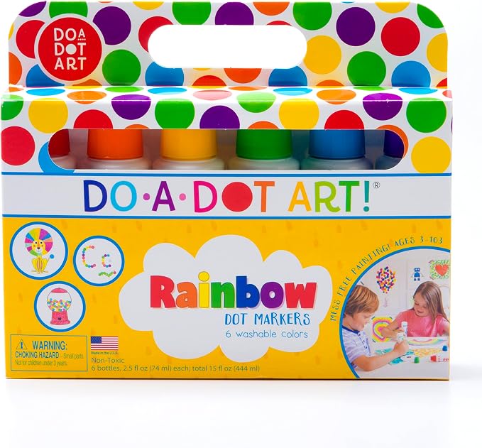 Do A Dot Art! Markers 6-Pack Rainbow Washable Paint Markers, The Original Dot Marker, Activity Craft Coloring Supplies for Kids and Toddlers, Made in the USA