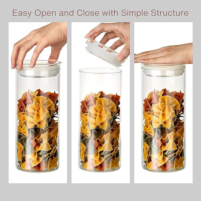 ZENS Glass Canisters Jar with Lid, Airtight Sealed 15 Fluid Ounce Spice Jars Sets of 2, Clear Small Kitchen Storage Containers for Herbs,Tea 4.76 x 3.15 IN