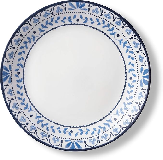 Corelle Vitrelle 18-Piece Service for 6 Dinnerware Set, Triple Layer Glass and Chip Resistant, Lightweight Round Plates and Bowls Set, Portofino