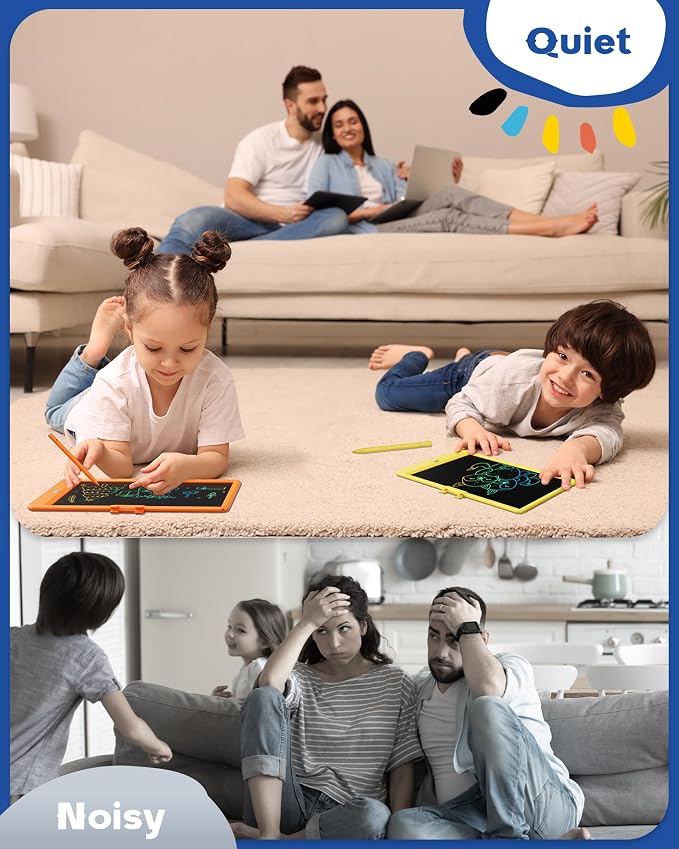 Bravokids LCD Writing Tablet for 3-8 Year Olds - 10 Inch Doodle Board Electronic Drawing Pad, Educational Gift for Kids (Orange)