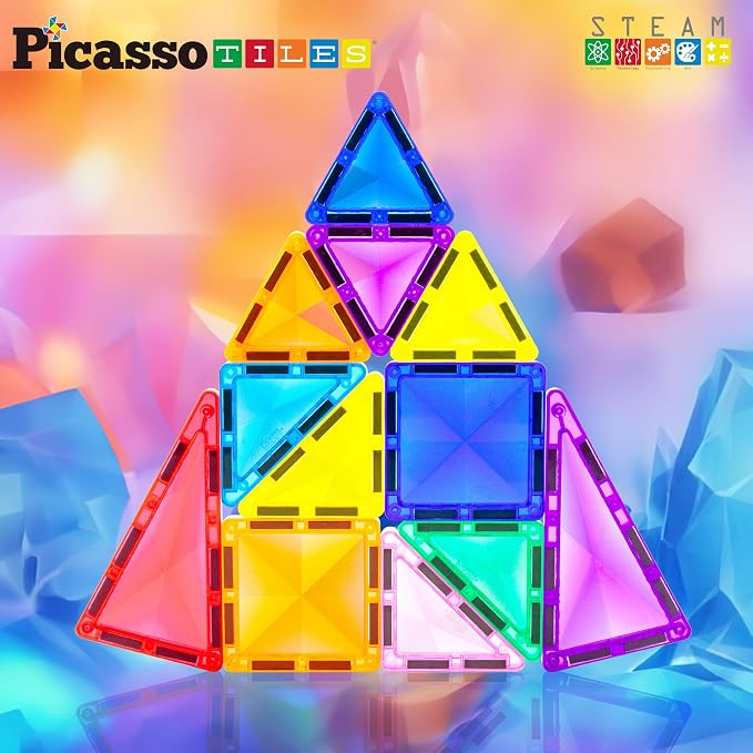 PicassoTiles Travel Size Series Magnet Building Blocks Toy Set mini Diamond Magnetic Construction Block Sensory Toys Preschool Toddler Boy Girls Age 3+ STEM Educational Learning Kit Pretend Play PTM13