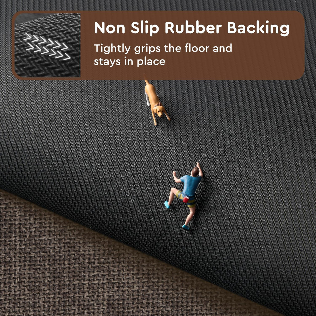 tchdio Kitchen Mats for Floor, Rubber Backed Kitchen Rugs Non Slip Washable, Superior Absorbent Kitchen Runner Rug Easy to Clean, Comfort Kitchen Floor Mat Front of Sink (Brown, 20" × 47")