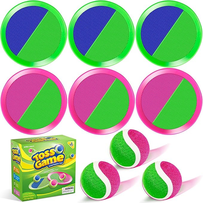 Outdoor Toys for Kids Ages 3-5, 4-8, 8-12 - Ball Catch Game for 3 4 5 6 7 8 -12 Year Old Boys Girls, Outside Toss Game Set for Beach, Pool, Yard - Toddlers Birthday Gifts Easter Basket Stuffers(6Pcs)